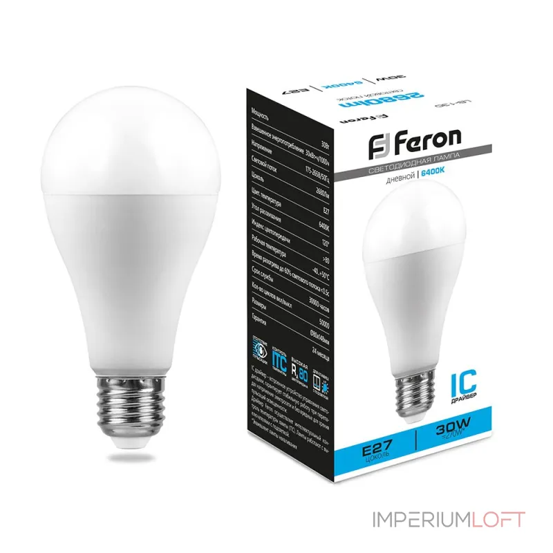 Лампа светодиодная Feron Lb 130 E27 30Вт 6400K 38196