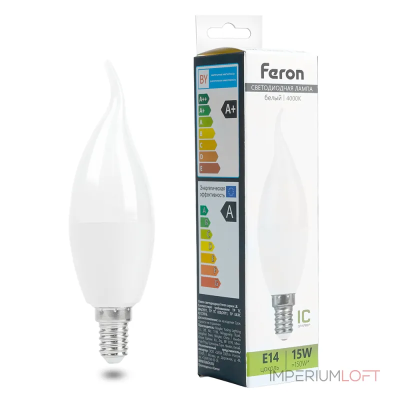 Лампа светодиодная LB-980 C37T (свеча на ветру) 15W 175-265V E14 4000К (белый) Feron 52075 Лампа светодиодная LB-980 C37T (свеча на ветру) 15W 175-265V E14 4000К (белый) Feron 52075