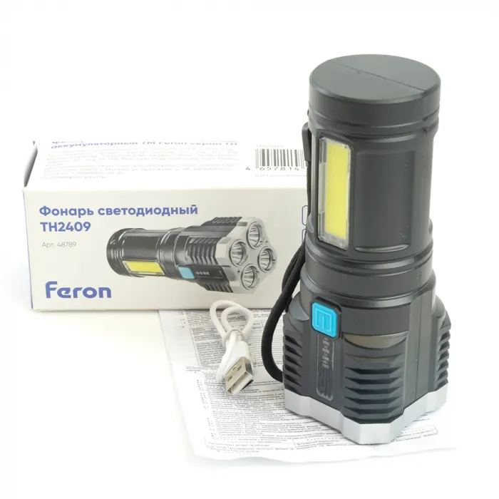 Фонарь ручной Feron с аккумулятором USB Feron TH2409 48789 от ImperiumLoft