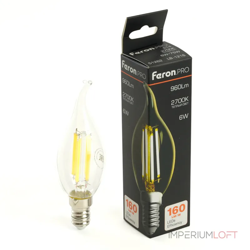 Лампа светодиодная Feron.PRO LB-1216 Свеча на ветру E14 960LM 6W 175-265V 2700K 51262 Лампа светодиодная Feron.PRO LB-1216 Свеча на ветру E14 960LM 6W 175-265V 2700K 51262
