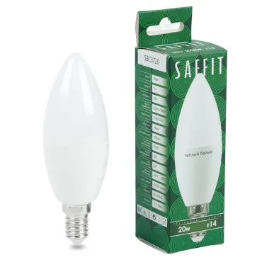 Лампа светодиодная SBC3720 C37 (свеча) 20W 230V E14 2700К (теплый белый) Feron Saffit 55272
