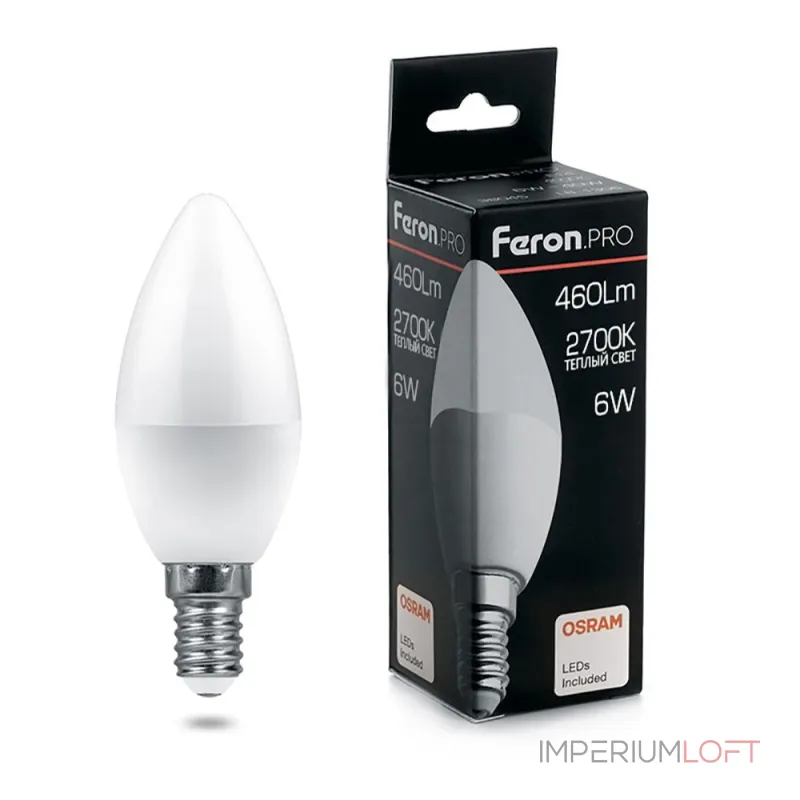 Лампа светодиодная Feron LB-1306 E14 6Вт 2700K 38044 Цвет арматуры латунь Цвет плафонов белый Лампа светодиодная Feron LB-1306 E14 6Вт 2700K 38044 Цвет арматуры латунь Цвет плафонов белый