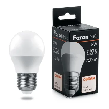 Лампа светодиодная Feron LB-1409 E27 9Вт 2700K 38080 Цвет арматуры латунь Цвет плафонов белый