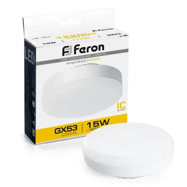 Лампа светодиодная Feron Saffit LB-454 GX53 12Вт 2700K 25834 Цвет арматуры Неокрашенный Цвет плафонов серый Лампа светодиодная Feron Saffit LB-454 GX53 12Вт 2700K 25834 Цвет арматуры Неокрашенный Цвет плафонов серый