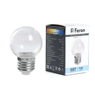 Светодиодная лампа E27 1W Feron 38120