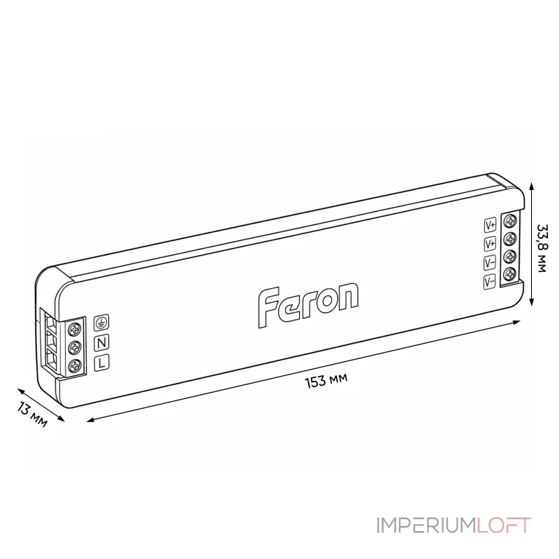 Трансформатор электронный для светодиодной ленты 150W 24V IP20 (драйвер) Feron 53147