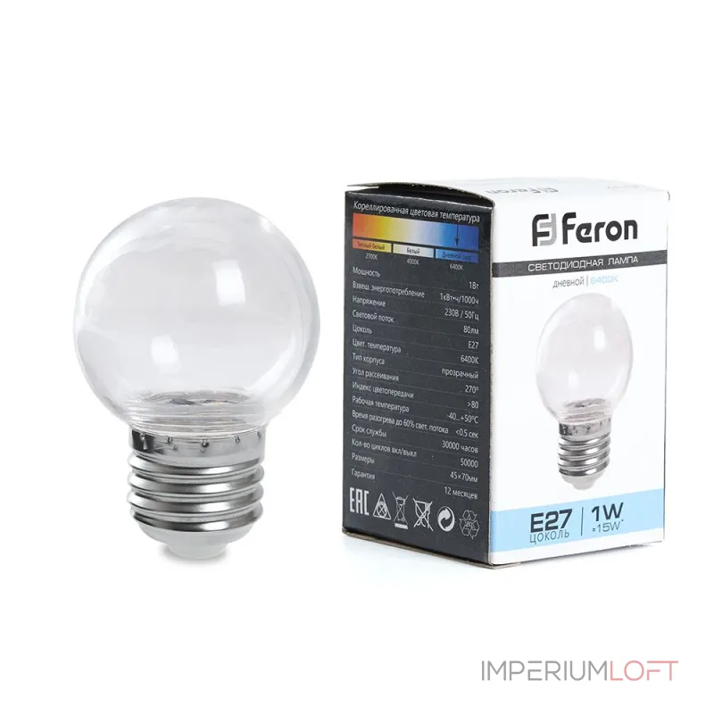 Светодиодная лампа Feron E27 3W 6400K 38122