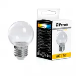 Лампа светодиодная Feron LB-37 Шарик прозрачный E27 1W 230V 2700K 38119 от ImperiumLoft