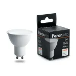 Лампа светодиодная Feron LB-1606 GU10 6Вт 6400K 38088 Цвет арматуры никель Цвет плафонов прозрачный