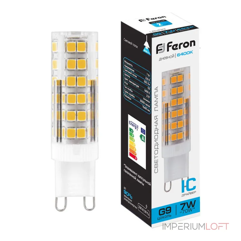 Лампа светодиодная Feron LB-433 G9 7W 175-265V 6400K 25768 Лампа светодиодная Feron LB-433 G9 7W 175-265V 6400K 25768