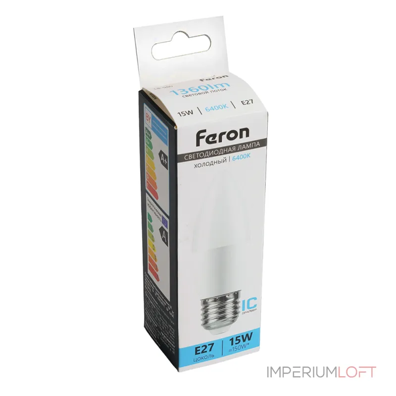 Лампа светодиодная LB-980 C37 (свеча) 15W 175-265V E27 6400К (холодный) Feron 52071