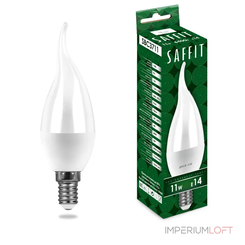 Лампа светодиодная SAFFIT SBC3711 Свеча на ветру E14 11W 230V 6400K 55174