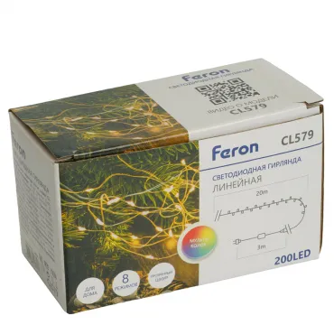 Гирлянда линейная FERON CL579 200LED (мультиколор) 20м+3м IP20 9W 48624 от ImperiumLoft