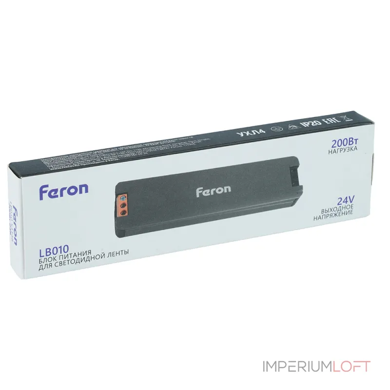 Трансформатор электронный для светодиодной ленты 200W 24V IP20 (драйвер) Feron 53148