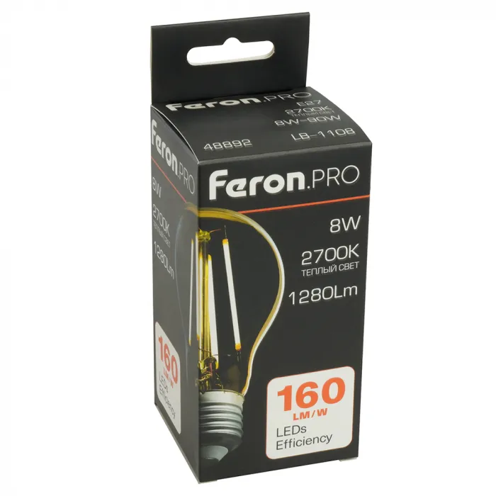 Лампа светодиодная Feron.PRO LB-1108 Шар E27 1280LM 8W 175-265V 2700K 48892 от ImperiumLoft