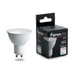 Лампа светодиодная Feron LB-1608 GU10 8Вт 4000K 38093 Цвет арматуры никель Цвет плафонов прозрачный