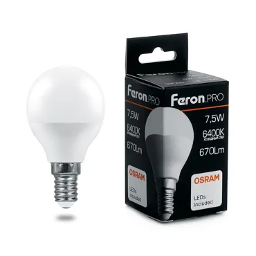 Лампа светодиодная Feron LB-1407 E14 7.5Вт 6400K 38073