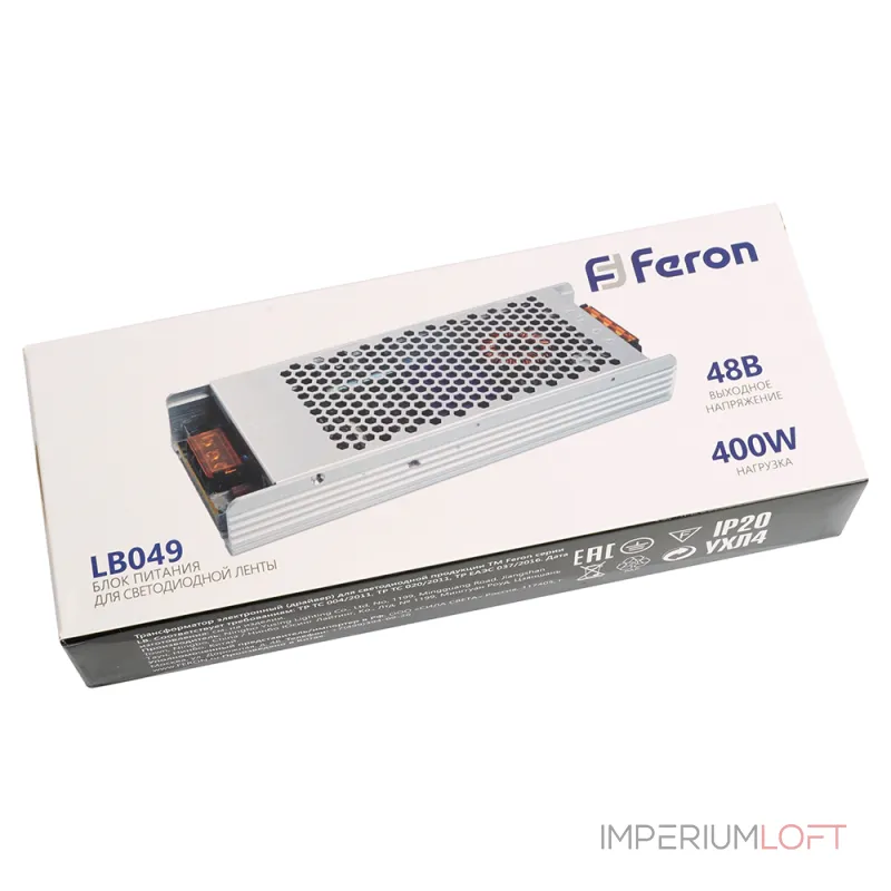 Трансформатор электронный для светодиодной ленты Feron LB049 48Вт 8,33A 400W 48804