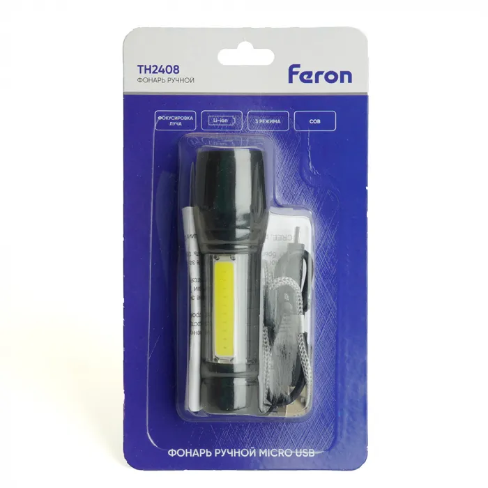 Фонарь ручной Feron с аккумулятором USB ZOOM Feron TH2408 51118 от ImperiumLoft
