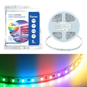 Светодиодная COB лента 320SMD(2110) 10Вт/м 24V 3000К IP20 5м Feron 53336