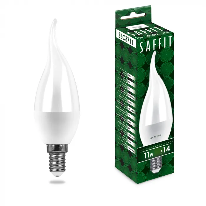 Лампа светодиодная SAFFIT SBC3711 Свеча на ветру E14 11W 230V 4000K 55134 от ImperiumLoft