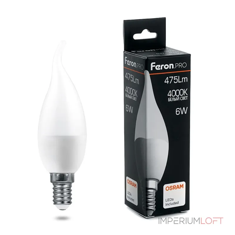 Лампа светодиодная Feron LB-1306 E14 6Вт 4000K 38048 Цвет арматуры хром Цвет плафонов белый Лампа светодиодная Feron LB-1306 E14 6Вт 4000K 38048 Цвет арматуры хром Цвет плафонов белый