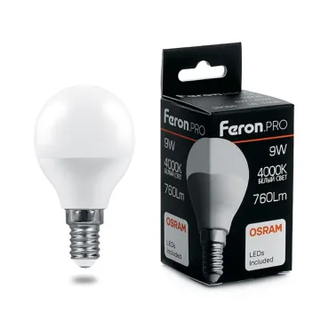 Лампа светодиодная Feron LB-1409 E14 9Вт 4000K 38078 Лампа светодиодная Feron LB-1409 E14 9Вт 4000K 38078
