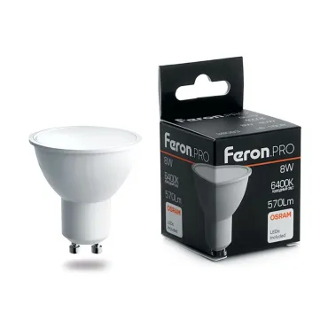 Лампа светодиодная Feron LB-1608 GU10 8Вт 6400K 38094 Цвет арматуры серый Цвет плафонов прозрачный Лампа светодиодная Feron LB-1608 GU10 8Вт 6400K 38094 Цвет арматуры серый Цвет плафонов прозрачный