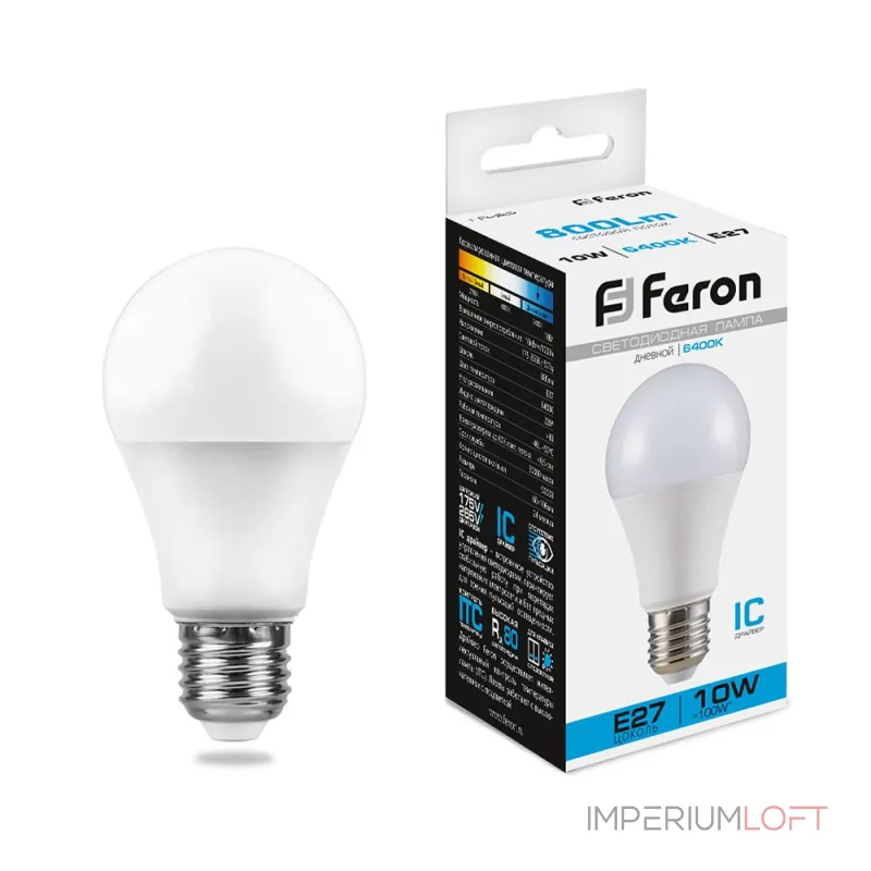 Лампа светодиодная Feron LB-92 Шар E27 10W 175-265V 6400K 25459 Лампа светодиодная Feron LB-92 Шар E27 10W 175-265V 6400K 25459