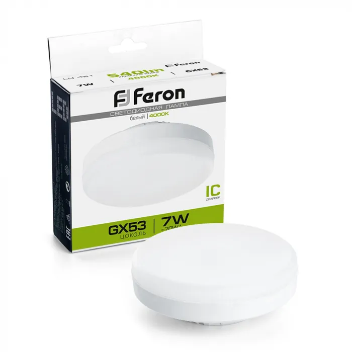 Лампа светодиодная Feron LB-451 GX53 7W 175-265V 4000K 25828 от ImperiumLoft