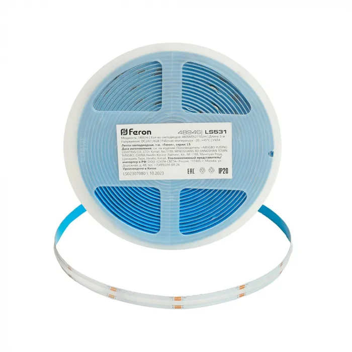 Светодиодная COB лента Feron LS531 480SMD(2110)/ 14Вт/м 24V 5000*8*1.8мм RGB IP20 48946 от ImperiumLoft