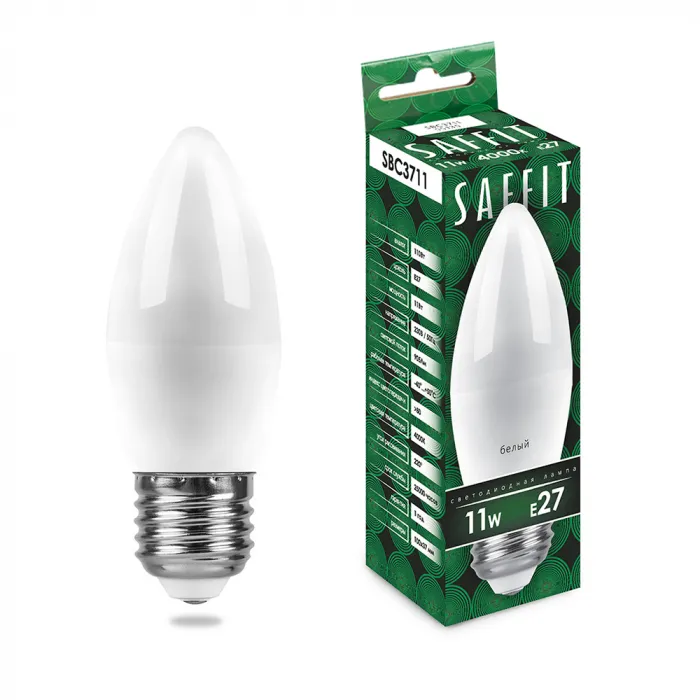 Лампа светодиодная SAFFIT SBC3711 Свеча E27 11W 230V 4000K 55135 от ImperiumLoft