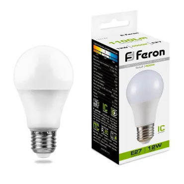 Лампа светодиодная Feron LB-93 Шар E27 12W 175-265V 4000K 25487 Лампа светодиодная Feron LB-93 Шар E27 12W 175-265V 4000K 25487