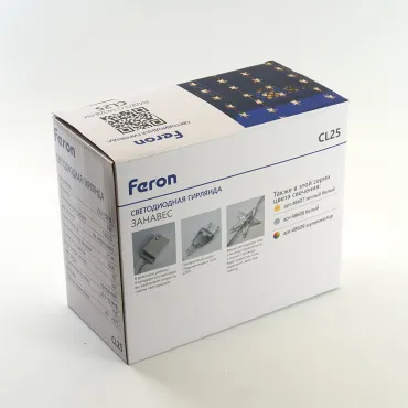 Гирлянда занавес FERON CL25 100LED 2700К (теплый белый) 2*1м+3м IP20 6W 48607 от ImperiumLoft