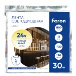 Светодиодная LED лента 120SMD(2835)/м 11Вт/м 24V 3000К 30м IP20 Feron 53086