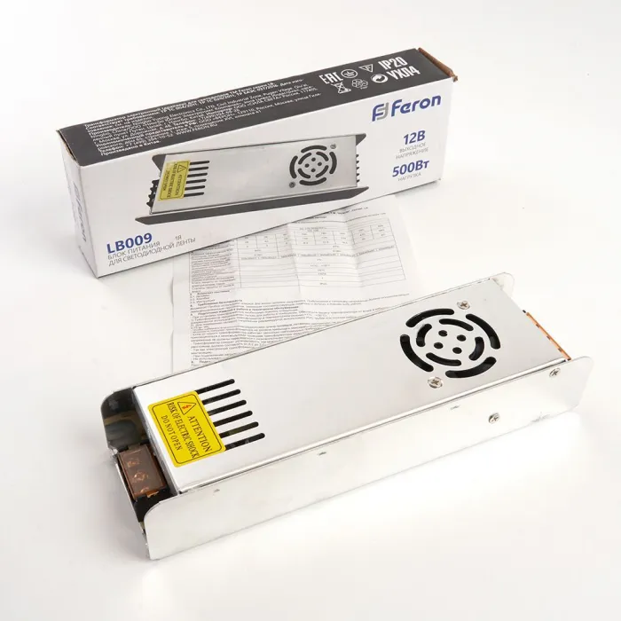 Трансформатор электронный для светодиодной ленты Feron LB009 12Вт 40A 500W 48009 от ImperiumLoft