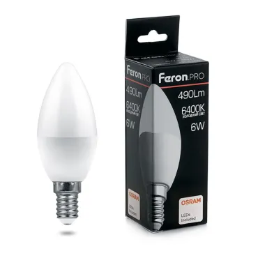 Лампа светодиодная Feron LB-1306 E14 6Вт 6400K 38046 Цвет арматуры хром