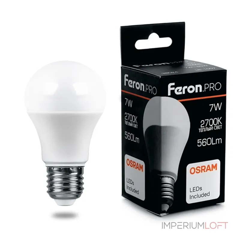 Лампа светодиодная Feron LB-1007 E27 7Вт 2700K 38023 Цвет арматуры хром Цвет плафонов белый Лампа светодиодная Feron LB-1007 E27 7Вт 2700K 38023 Цвет арматуры хром Цвет плафонов белый