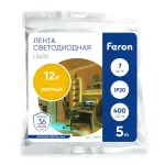 Светодиодная COB лента Feron LS630 400SMD(2110)/ 7Вт/м 12V 5000*3*1.8мм желтый IP20 48950