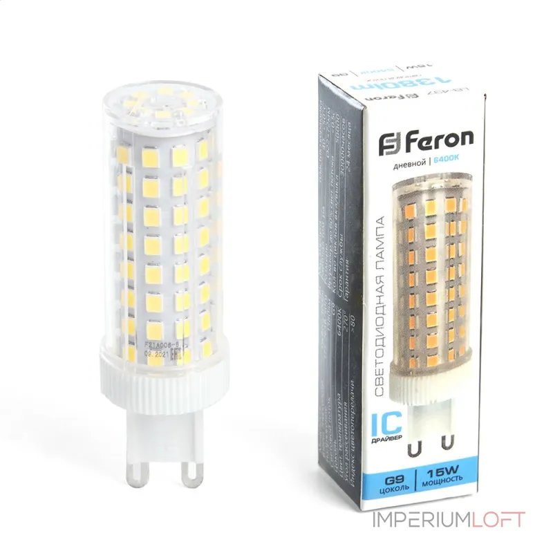 Лампа светодиодная Feron Lb 437 G9 15Вт 6400K 38214