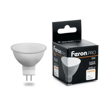 Лампа светодиодная Feron LB-1606 GU5.3 6Вт 6400K 38085 Цвет арматуры черный Цвет плафонов белый