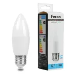 Лампа светодиодная LB-980 C37 (свеча) 15W 175-265V E27 6400К (холодный) Feron 52071