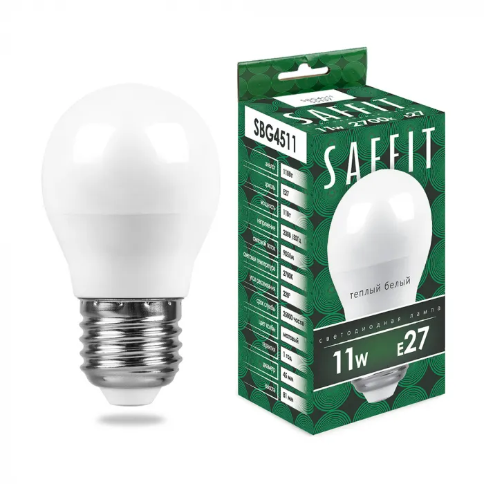 Лампа светодиодная SAFFIT SBG4511 Шарик E27 11W 230V 2700K 55137 от ImperiumLoft