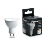 Лампа светодиодная Feron LB-1606 GU10 6Вт 4000K 38087 Цвет арматуры никель Цвет плафонов прозрачный