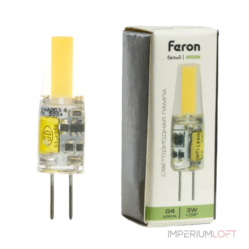 Лампа светодиодная Feron LB-424 G4 3W 12V 4000K 51171