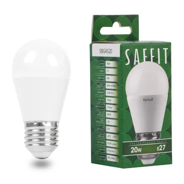 Лампа светодиодная SBG4520 G45 (шар) 20W 230V E27 4000К (белый) Feron Saffit 55277