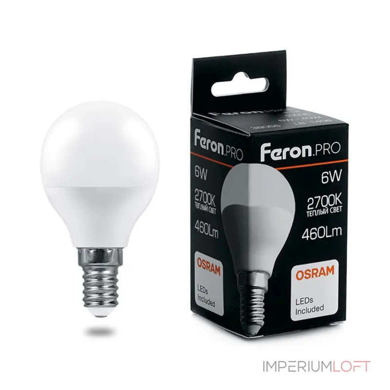 Лампа светодиодная Feron LB-1406 E14 6Вт 2700K 38065 Цвет арматуры черный Цвет плафонов белый Лампа светодиодная Feron LB-1406 E14 6Вт 2700K 38065 Цвет арматуры черный Цвет плафонов белый