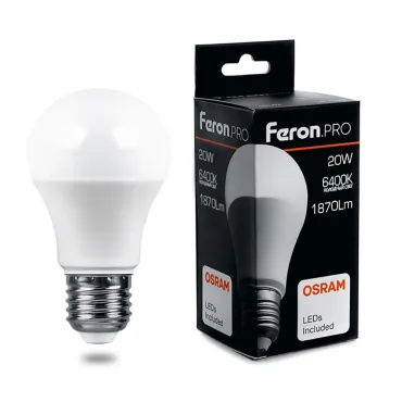 Лампа светодиодная Feron LB-1020 E27 20Вт 6400K 38043 Цвет арматуры хром