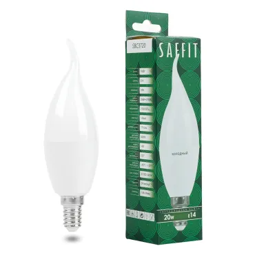 Лампа светодиодная SBC3720 Свеча на ветру E14 20W 230V 6400K Feron Saffit 55276