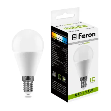 Лампа светодиодная Feron LB-750 Шарик E14 11W 175-265V 4000K 25947 Лампа светодиодная Feron LB-750 Шарик E14 11W 175-265V 4000K 25947
